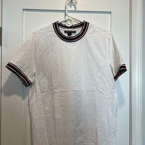 Michael Kors White Short-Sleeve Tee with Black and Red Trim